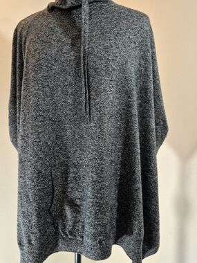 GAP Gray Hooded Knit Poncho Sweater